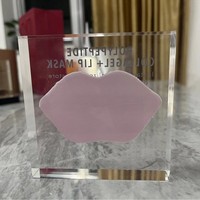 Bloc d'échantillons de masques pour les lèvres en acrylique transparent moulé sur mesure avec incrustation de résine, présentoir cosmétique pour exposition de beauté