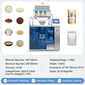 3 Head Granule Premade Bag Packaging <b>Machine</b> For <b>Coffee</b> Powder Nut Rice Bean Snack Seed Grain <b>Automatic</b> Filling Sealing - Product Image 4