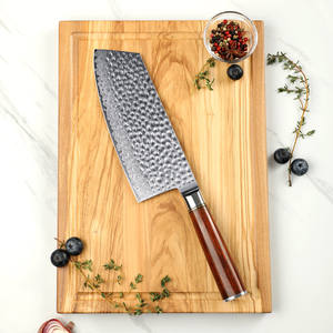 Couteau couperet chinois ambré de 7 pouces en acier Damas VG10 Grand couteau de cuisine Couteau à manche en bois - Product Image 1