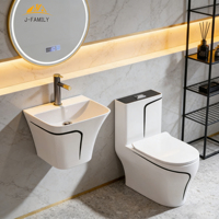Cuvettes de toilettes en céramique pour projets de construction – Meilleures ventes – Design moderne, double chasse, monobloc, avec options de drainage S-Trap et P-Trap