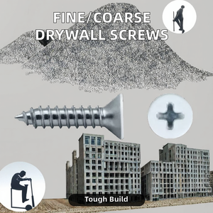 Viti per Cartongesso a Testa Piatta in Acciaio Inox, Filettatura Standard, Autofilettanti Nere per Pannelli in Gesso, Standard DIN - Product Image 2