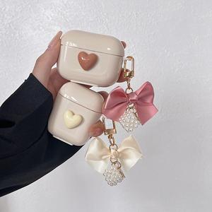 Funda con diseño de lazo y corazón, adecuada para Apple AirPods 3/Pro, auriculares inalámbricos de 1/2/3 generación, funda protectora a prueba de caídas - Product Image 2