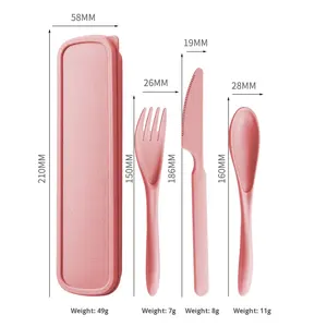 Juego de Cubiertos de Paja de Trigo Personalizado al por Mayor Ecológico, Diseño Minimalista Portátil, Estuche de Almacenamiento de Cubiertos para Viajes al Aire Libre - Product Image 5