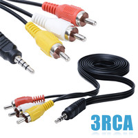 1M 3.5mm Jack Plug Mâle à 3 RCA Adaptateur Haute Qualité 3.5 à RCA Mâle Audio Vidéo AV Câble Fil Cordon Pour Haut-Parleur D'ordinateur Portable DVD TV