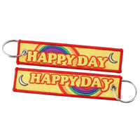 Llavero Rectangular Personalizado Tejido con Doble Cara, Etiqueta Bordada con Alfabeto, Parche de Tela Personalizado, Llavero con Diseño de Perro/Panda/Fruta