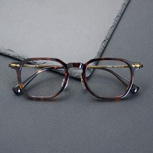 Lunettes de vue OTW6024 en acétate de titane pour hommes et femmes, monture complète classique bleue/dorée, légères, pour visages en forme de losange - Product Image 4