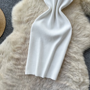 <span class=keywords><strong>Robe</strong></span> midi élégante en tricot fin pour femmes, sans manches, en dentelle, pour l'été - Product Image 4