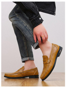 Mocassini da <span class=keywords><strong>Uomo</strong></span> Rotondi Traspiranti Stile Retrò Britannico per Autunno e Inverno, Scarpe Casual Direttamente dalla Fabbrica - Product Image 1