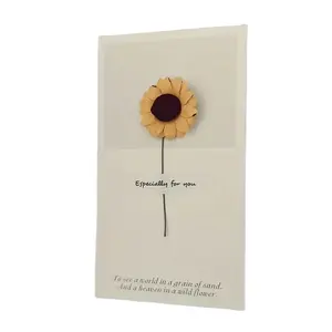 Carte de vœux de fleurs sèches Carte de vœux universelle de bénédiction manuscrite Véritable fleur Invitation de remerciement, cartes de remerciement, carte-cadeau