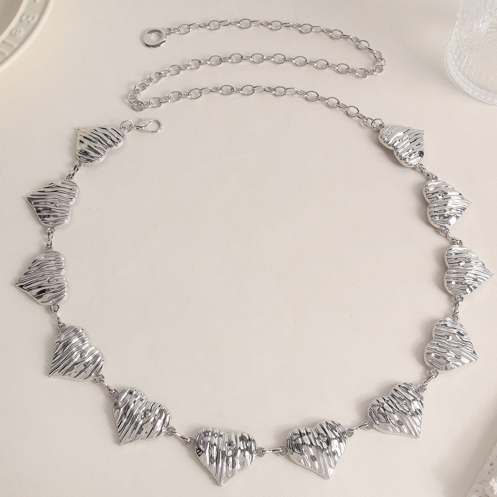 Irregular Waist Silver Chain Belt Women Bling Fashion Narrow Fine Belt Hip Waist Silver Metal  main image 4