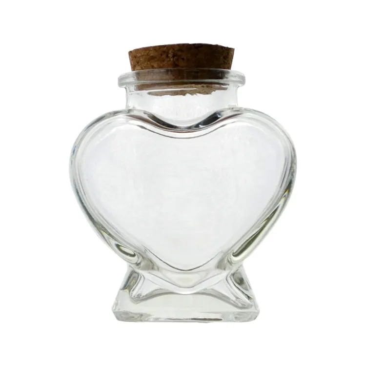 Botella de cristal con forma de corazón de corcho, 50ml, 100ml, decoración de boda, regalo artesanal, fiesta en casa