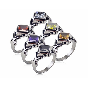 Kim cương hình dạng đá quý nhẫn của nam giới thép không gỉ đá tự nhiên Vòng đồ trang sức thời trang - Product Image 1