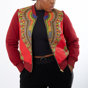 Veste Dashiki pour femmes africaines OEM, veste personnalisée, tissu africain, impression à la cire, veste bomber pour femmes - Product Image 2