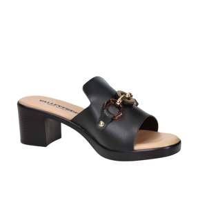 Valleverde Mules de mujer negros con tacón de 6 cm, talla 37, zapatos cómodos de cuero - Product Image 2