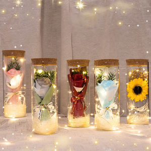 Venta al por mayor botella de deseos jabón flor rosa para regalo del Día de la mujer regalo de vacaciones con luz LED regalo del Día de San Valentín - Product Image 1