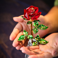 Vase à fleurs en verre taillé cristal blanc Dazi, ensemble d'ornements roses, coffret cadeau romantique pour anniversaire, décoration pour petite amie ou épouse