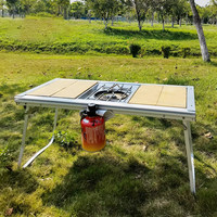 Table pliante d'extérieur Areffa AF-CK080 pour le glamping, en alliage d'aluminium et bois de teck, portable, pour le camping et les pique-niques, nouveau mobilier