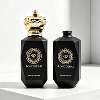 Botella de Perfume de Vidrio Irregular de Lujo Personalizada para Hombre, 50 ml 100 ml, Certificación CE, Botella de Perfume Negra Mate con Tapa de Corona