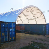 Çift Kirişli Konteyner Çatı Barınağı 33x40ft Rüzgar Geçirmez Kar Geçirmez Portatif Garaj Kumaş Bina Endüstriyel Depolama İçin