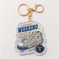 Porte-clés en plastique personnalisé, thème week-end ado, porte-clés personnalisé, vente en gros, souvenir, cadeau de vacances EYD