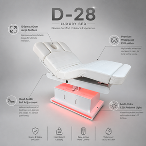Lit de beauté électrique de luxe à 4 moteurs avec base d'éclairage LED ambiant 195 cm, table de massage professionnelle pour spa médical - Product Image 1
