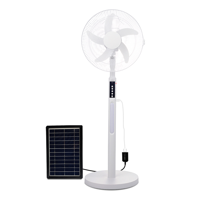 16-Inch Solar USB Rechargeable Floor Fan Light Remote Control Height Battery Operated for Home Outdoor Use Plastic