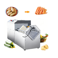 Mesin Pemotong Kentang Goreng Otomatis Stainless Steel Komersial, Pemotong Buah dan Sayuran, Mesin Pemotong Kentang Goreng Prancis 220V