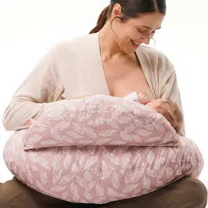 Almohada De Lactancia多功能有机棉母乳喂养手臂护理枕人体工程学小婴儿月亮护理枕