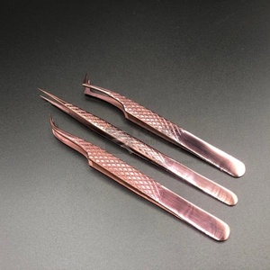 Pinzas de extensión de pestañas postizas de Plasma de oro rosa probadas a mano de acero inoxidable sostenible bajo MOQ venta al por mayor pestañas puntiagudas - Product Image 3