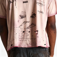 T-shirt vintage délavé, style streetwear, crop top en coton, impression graphique par sublimation, impression DTG, t-shirts usés