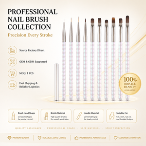 Fluorescent Metal Handle Nail Liner Brush Crimped Fine Detail Non Shedding Nylon Bristle for Salon DIY UV Gel Nail Painting - Product Image 1