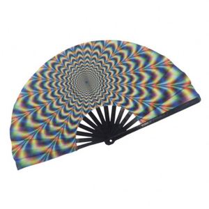 Guansen 13 Inch Bamboo Folding Hand in Custom Printed <b>Large</b> Rave <b>Fan</b> - Product Image 1
