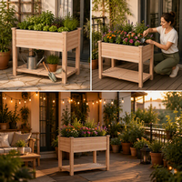 Jardinière surélevée classique 34x18x30 en bois de sapin, bac à plantes extérieur surélevé avec pieds non revêtus pour la culture et le jardinage à domicile