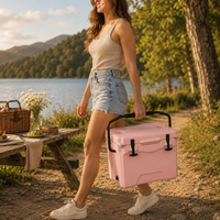 Glacière rigide rotomoulée de 25 L avec poignée, boîte isotherme portable pour pique-nique, plage, camping, voyage