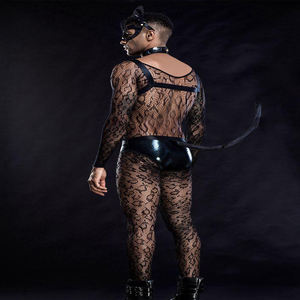 Costume sexy en dentelle de panthère noire pour Exotric Cosplay Mans Full Body Lace Lingerie Uniform Night Club Show - Product Image 3