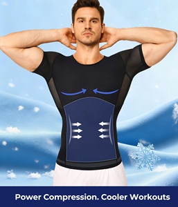 <strong>Mens</strong> Slimming Body Shaper <strong>Vest</strong> Abs Abdomen <strong>Compression</strong> Shirt Cooling Feel Workout <strong>Compression</strong> Shirt - Product Image 2