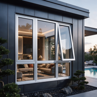 Système de fenêtres à battants en aluminium à rupture de pont thermique haut de gamme avec vitrage fixe et ventilation pour l'extérieur des villas modernes