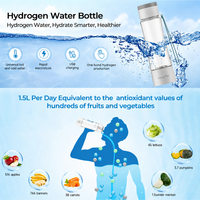 Bouteille Générateur d'Eau Hydrogénée Riche en H2, Électrolyse SPE PEM, 1400-2000 Ppb, Portable, Rechargeable USB Type-C, Ioniseur 450ml pour Voiture et Camping-car