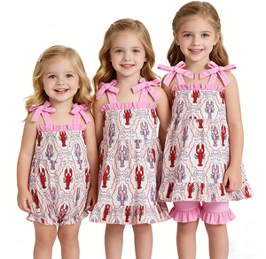 Conjunto de ropa de bebé niña con lazo, túnica a cuadros, volantes y pantalones cortos, vestido y pelele - Product Image 6