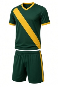 Maillot de football rouge pour homme, manches courtes, col en V, évacuation de l'humidité, 100 % polyester, taille élastique, imprimé, taille adulte - Product Image 2