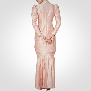 ชุด Baju kurung มีกระดุมตกแต่งและลายดอกกุหลาบชุด2024มาเลเซียสไตล์โมเดิร์น - Product Image 6