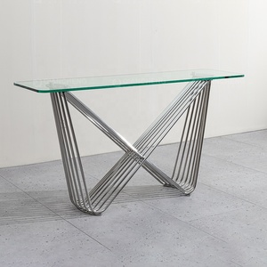 Usine en gros en verre pas cher bureau table de <span class=keywords><strong>console</strong></span> de salon couloir table en verre <span class=keywords><strong>chrome</strong></span> <span class=keywords><strong>console</strong></span> table - Product Image 3