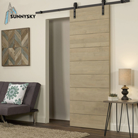 Personnalisé 36 po. X 84 po. Porte de grange avec kit de quincaillerie pour porte coulissante de 6,6 pieds Design graphique en verre massif Porte en son en acier inoxydable