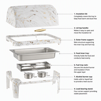 Réchauds de buffet professionnels en acier inoxydable 9L, chauffe-plats pour traiteur, argent/or, 24 pièces