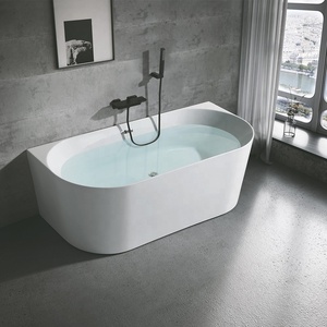 Freestanding Deep Soaking Bathtub <b>Acrylic</b> <b>White</b> Rectangular Custom Wholesale Hotel Project Commercial Apartment Bathroom - Product Image 1