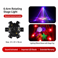 Nouvel arrivage : Mini projecteur LED à six bras, effet stroboscopique Little King Kong, éclairage de scène disco