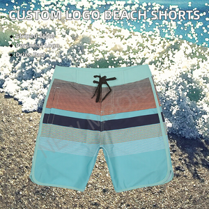 Shorts de plage unisexes de haute qualité avec logo personnalisé, rayés, respirants, à séchage rapide, anti-UV, impression par sublimation - Product Image 2