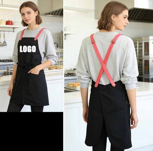 Tablier en coton polyester solide avec deux poches, design réglable, adapté pour restaurant, fleuriste, jardinage, cuisine à domicile - Product Image 2