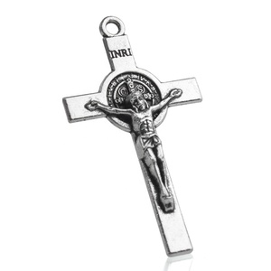 Jésus <span class=keywords><strong>Crucifix</strong></span> 37x22mm St bénett accessoires de chapelet de haute qualité pendentif croix en argent - Product Image 5
