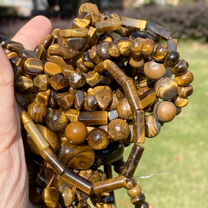 AAA + <span class=keywords><strong>pierre</strong></span> d'oeil de tigre jaune naturel rond Rondelle Cube à facettes coeur puce perles pour la fabrication de bijoux bracelets à bricoler soi-même collier 15" - Product Image 3